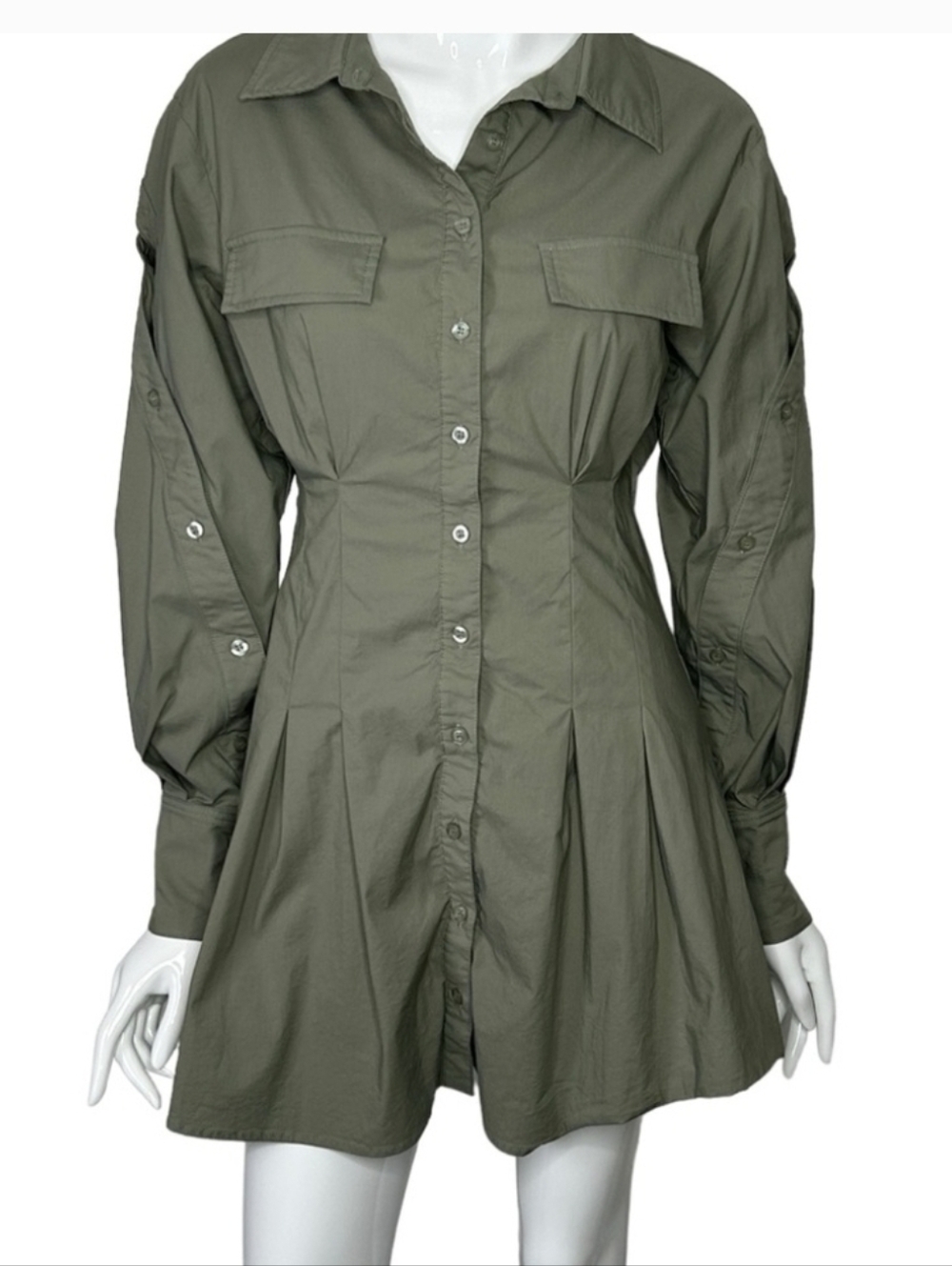 Whiteroom & cactus Medium  Sage green Shirt Dress